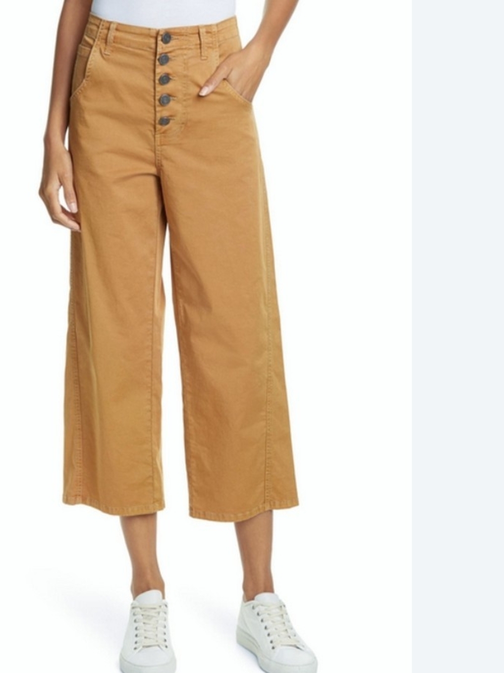 Joie High-Waist Wide-Leg Crop Pants